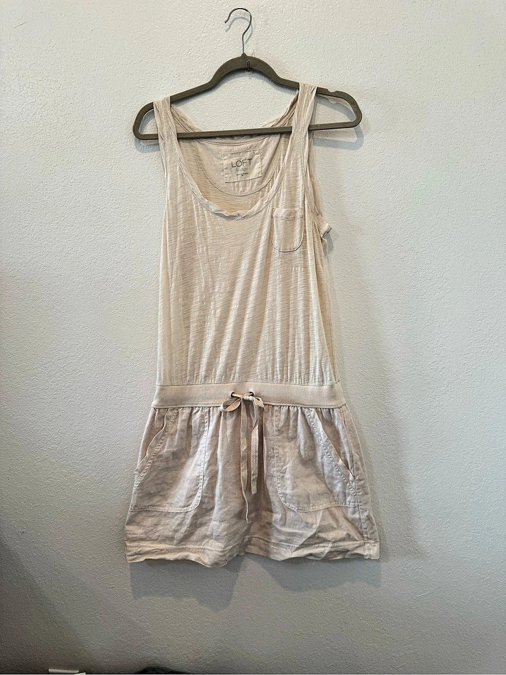 Ann Taylor LOFT Lounge Cotton Linen Romper in Beige